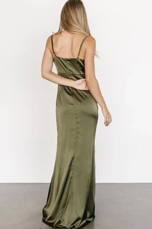 Monet Satin Gown | Olive