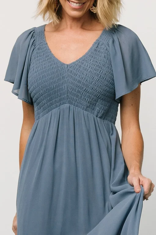 Monica Smocked Dress | Whisper Blue