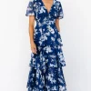 Montaigne Ruffle Maxi Dress | Navy + Blue Floral