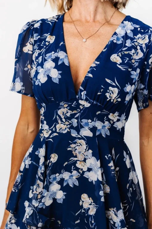 Montaigne Ruffle Maxi Dress | Navy + Blue Floral
