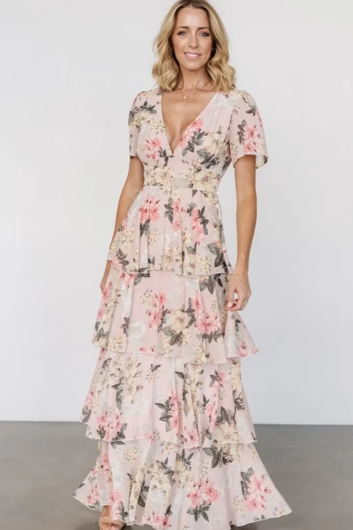 Montaigne Ruffle Maxi Dress | Pale Blush Floral
