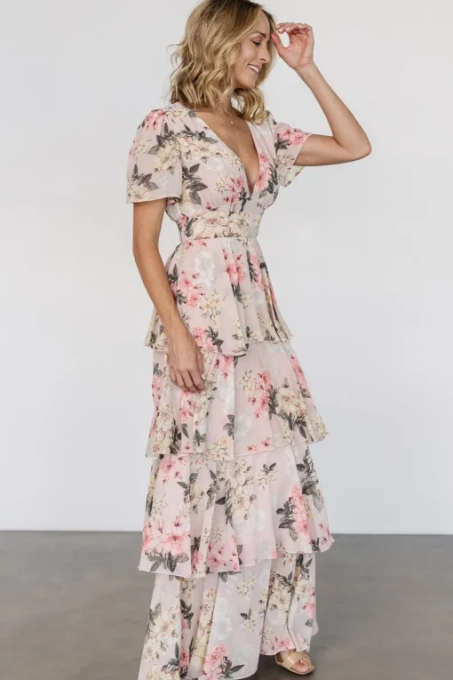 Montaigne Ruffle Maxi Dress | Pale Blush Floral