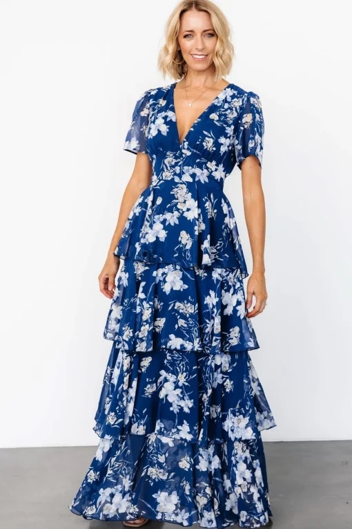 Montaigne Ruffle Maxi Dress | Navy + Blue Floral
