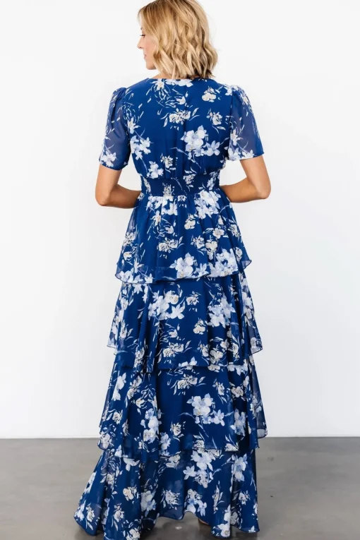Montaigne Ruffle Maxi Dress | Navy + Blue Floral