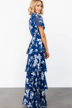 Montaigne Ruffle Maxi Dress | Navy + Blue Floral