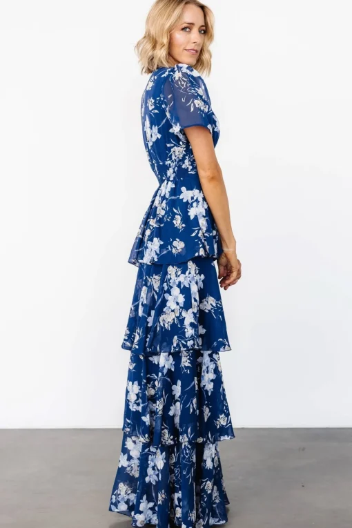Montaigne Ruffle Maxi Dress | Navy + Blue Floral