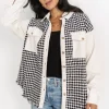 Montreal Houndstooth Shacket | Ivory + Black