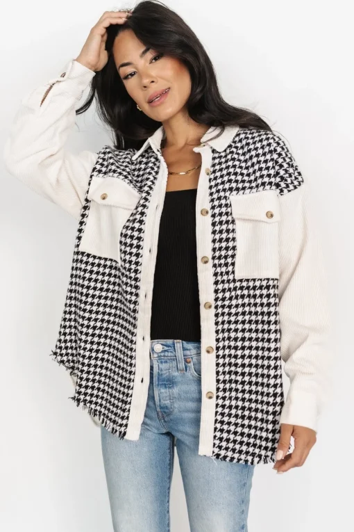 Montreal Houndstooth Shacket | Ivory + Black