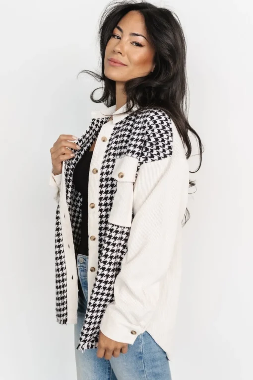 Montreal Houndstooth Shacket | Ivory + Black