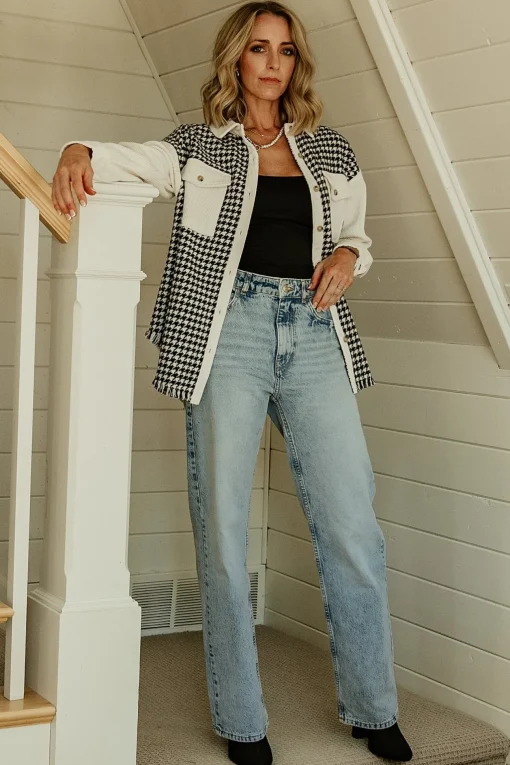 Montreal Houndstooth Shacket | Ivory + Black