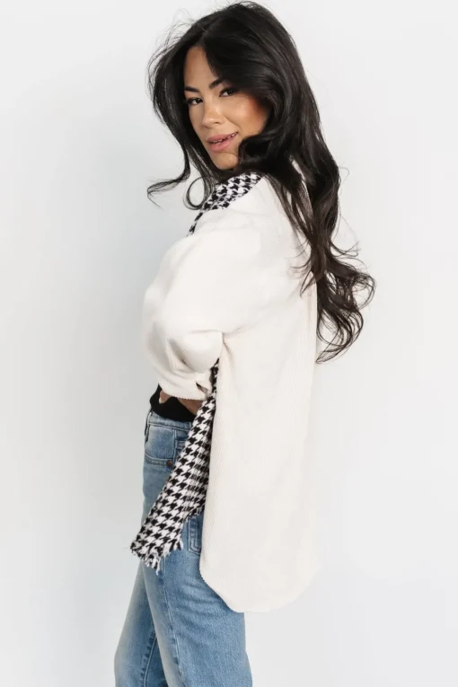Montreal Houndstooth Shacket | Ivory + Black