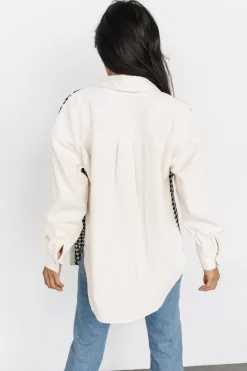 Montreal Houndstooth Shacket | Ivory + Black