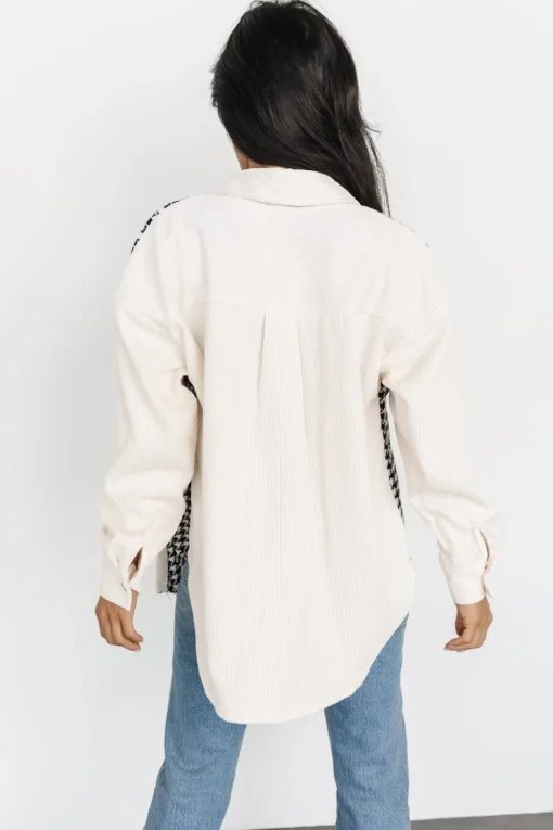 Montreal Houndstooth Shacket | Ivory + Black