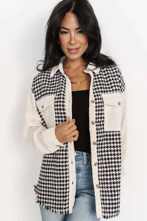 Montreal Houndstooth Shacket | Ivory + Black