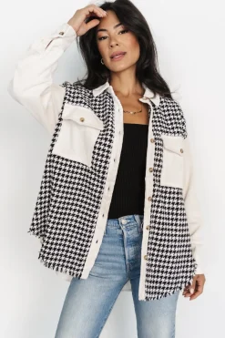Montreal Houndstooth Shacket | Ivory + Black