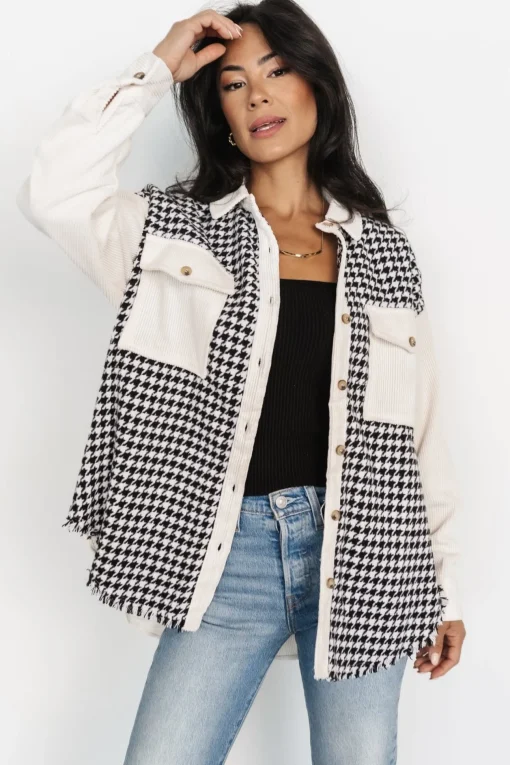 Montreal Houndstooth Shacket | Ivory + Black