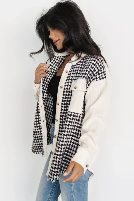 Montreal Houndstooth Shacket | Ivory + Black
