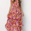 Mya Smocked Maxi Dress | Orchid + Gold Print