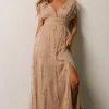 Nova Shimmer Maxi Dress | Natural + Blush