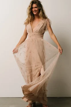 Nova Shimmer Maxi Dress | Natural + Blush