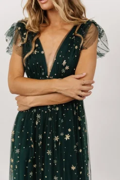 Nova Shimmer Maxi Dress | Green + Gold