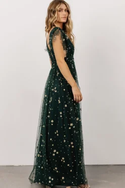 Nova Shimmer Maxi Dress | Green + Gold
