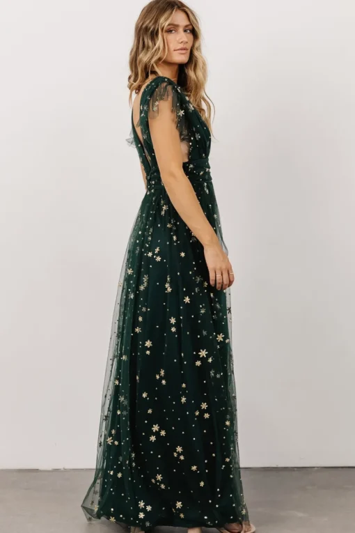 Nova Shimmer Maxi Dress | Green + Gold