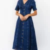 Oakley Button Denim Dress | Blue