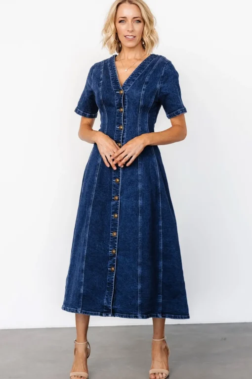 Oakley Button Denim Dress | Blue
