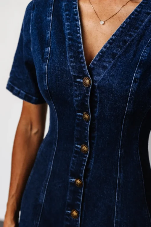 Oakley Button Denim Dress | Blue
