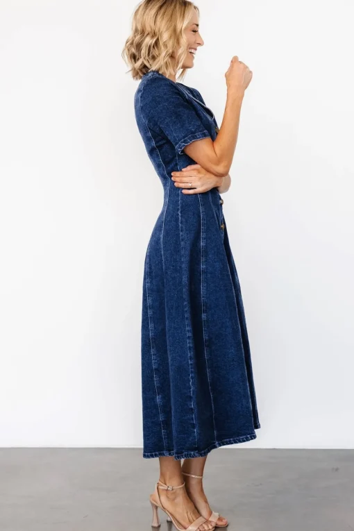 Oakley Button Denim Dress | Blue