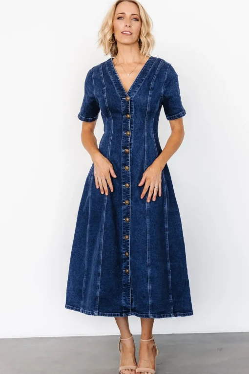 Oakley Button Denim Dress | Blue