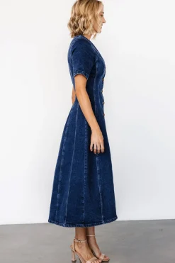 Oakley Button Denim Dress | Blue