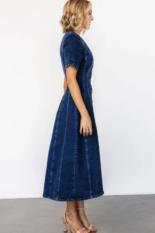 Oakley Button Denim Dress | Blue