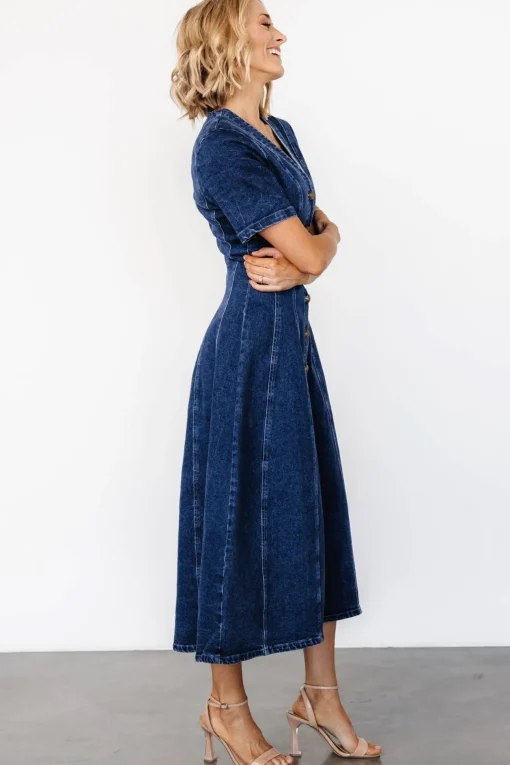 Oakley Button Denim Dress | Blue