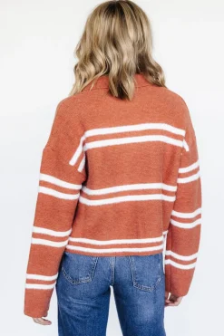 Olsen Stripe Sweater | Dark Clay + White