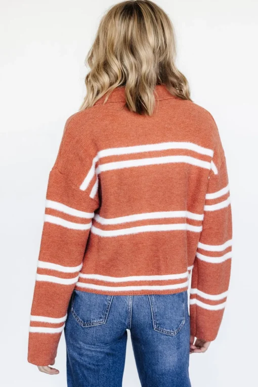 Olsen Stripe Sweater | Dark Clay + White