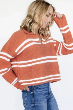 Olsen Stripe Sweater | Dark Clay + White