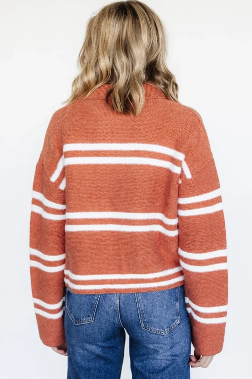 Olsen Stripe Sweater | Dark Clay + White