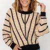 Paola Pointelle Sweater | Beige + Navy