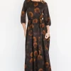 Paula Satin Maxi Dress | Deep Brown Floral