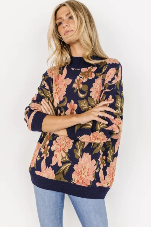 Polly Sweater | Navy Multi Floral