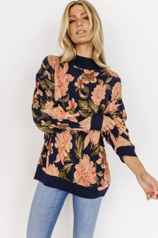 Polly Sweater | Navy Multi Floral