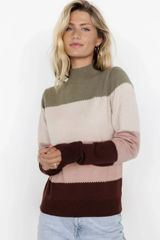Porter Color Block Sweater | Olive Multi