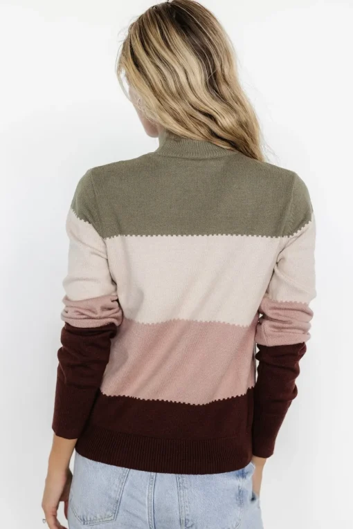 Porter Color Block Sweater | Olive Multi