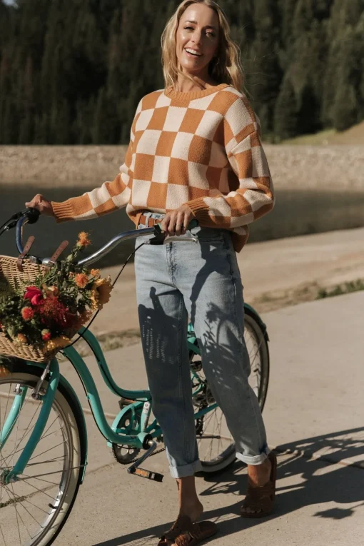 Quincy Checkered Sweater | Pumpkin Spice