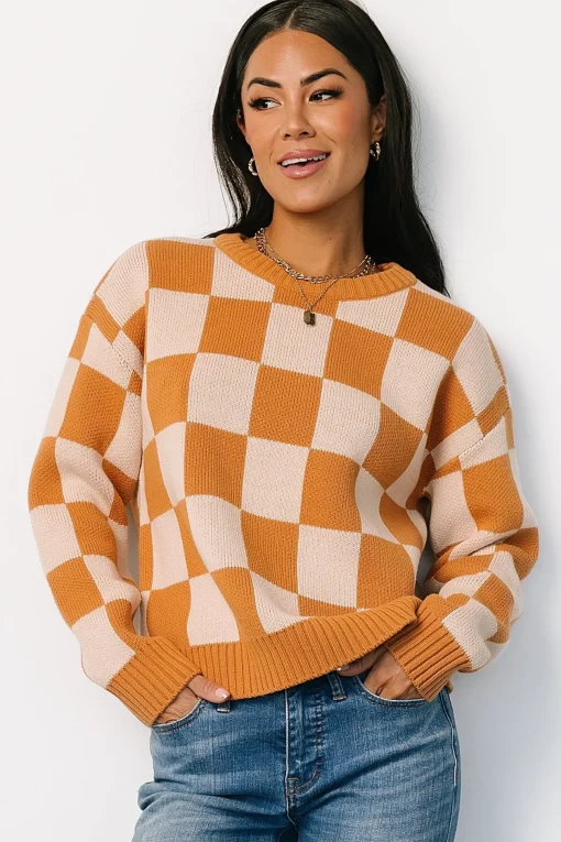 Quincy Checkered Sweater | Pumpkin Spice