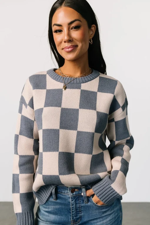 Quincy Checkered Sweater | Blue