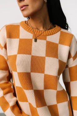 Quincy Checkered Sweater | Pumpkin Spice
