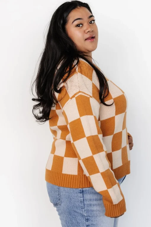 Quincy Checkered Sweater | Pumpkin Spice